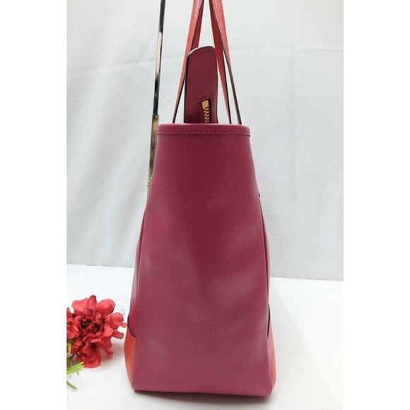Coach City Tote Colorblock Red Magenta Leather Zipper Tote Shoulder Bag - Picture 4 of 13